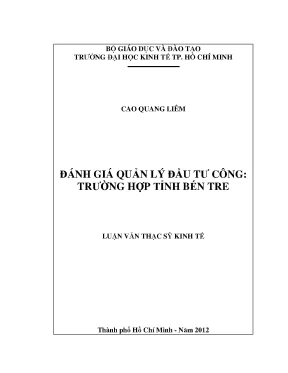 Luận văn đánh giá quản lý đầu tư công trường hợp tỉnh bến tre