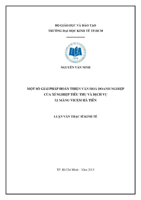 Luận văn một số giải pháp hoàn thiện văn hóa doanh nghiệp của xí nghiệp tiêu thụ và dịch vụ xi măng vicem hà tiên