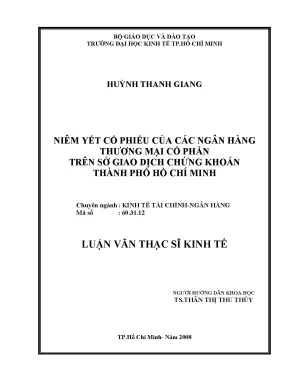 Luận văn niêm yết cổ phiếu của các ngân hàng thương mại cổ phần trên sở giao dịch chứng khoán thành phố hồ chí minh