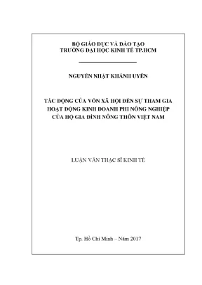 Luận văn tác động của vốn xã hội đến sự tham gia vào hoạt động kinh doanh phi nông nghiệp của các hộ gia đình nông thôn việt nam