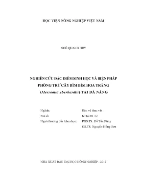 Nghiên cứu đặc điểm sinh học và biện pháp phòng trừ cây bìm bìm hoa trắng merremia eberhardtii tại đà nẵng
