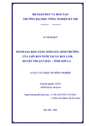 Đánh giá khả năng sinh sản sinh trưởng của lợn bản nuôi tại xã bản lầm huyện thuận châu tỉnh sơn la