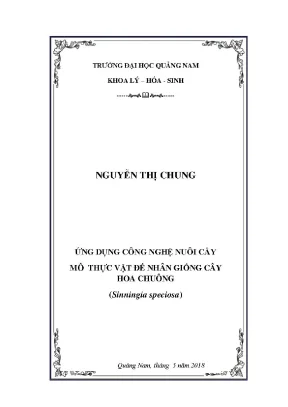 0217 ứng dụng công nghệ nuôi cấy mô thực vật để nhân giống cây hoa chuông sinningia speciosa nguyễn thị chung luận văn đh quảng nam