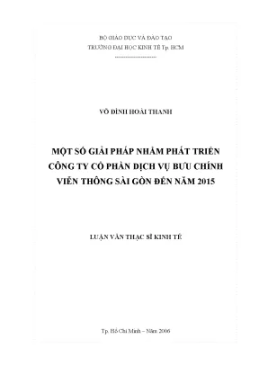 Luận văn một số giải pháp nhằm phát triển công ty cổ phần dịch vụ bưu chính viễn thông sài gòn đến năm 2015
