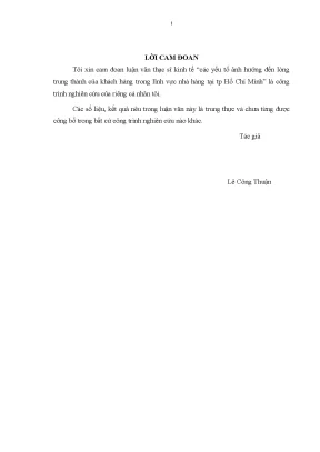 Luận văn các yếu tố ảnh hưởng đến lòng trung thành của khách hàng trong lĩnh vực nhà hàng tại tp hồ chí minh
