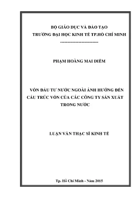 Luận văn vốn đầu tư nước ngoài ảnh hưởng đến cấu trúc vốn của các công ty sản xuất trong nước