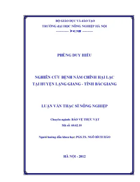 Nghiên cứu nệnh nấm chính hại lạc tại huyện lạng giang tỉnh bắc giang