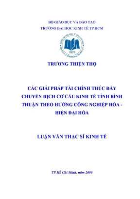 Luận văn các giải pháp tài chính thúc đẩy chuyển dịch cơ cấu kinh tế tỉnh bình thuận theo hướng công nghiệp hóa hiện đại hóa