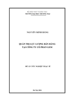 Luận văn quản trị lực lượng bán hàng tại công ty cổ phần gem