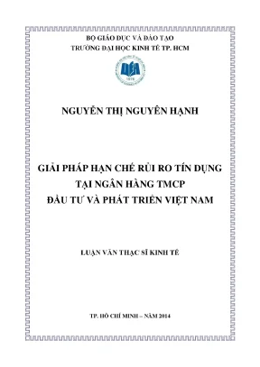 Luận văn giải pháp hạn chế rủi ro tín dụng tại ngân hàng thương mại cổ phần đầu tư và phát triển việt nam