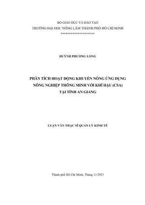 Luận văn thạc sĩ quản lý kinh tế phân tích hoạt động khuyến nông ứng dụng nông nghiệp thông minh với khí hậu csa tại tỉnh an giang