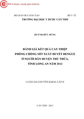 2862 đánh giá kết quả can thiệp phòng chống sốt xuất huyết dengue ở người dân huyện thủ thừa tỉnh long an năm 2012