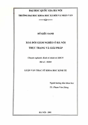 Luận văn thạc sĩ kinh tế chính trị xoá đói giảm nghèo ở hà nội thực trạng và giải pháp