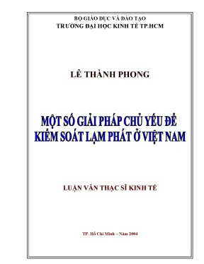 Luận văn một số giải pháp chủ yếu để kiểm soát lạm phát ở việt nam