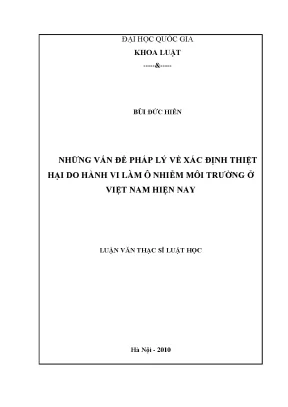 Những vấn đề pháp lý về xác định thiệt hại do hành vi làm ô nhiễm môi trường ở việt nam hiện nay