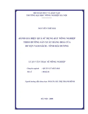 Đánh giá quản lý chất lượng nguồn nước tưới phục vụ sản xuất nông nghiệp tại thanh trì hà nội