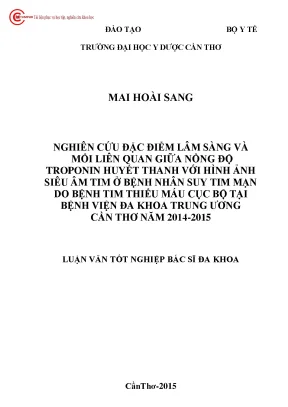 1496 nghiên cứu đặc điểm lâm sàng và mối liên quan giữa nồng độ tropinin huyết thanh với hình ảnh siêu âm doppler tim ở bệnh nhân suy tim mạn do bệnh tim t
