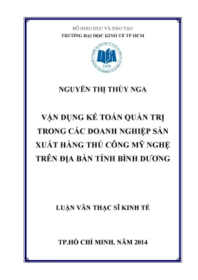 Luận văn vận dụng kế toán quản trị trong các doanh nghiệp sản xuất hàng thủ công mỹ nghệ trên địa bàn tỉnh bình dương