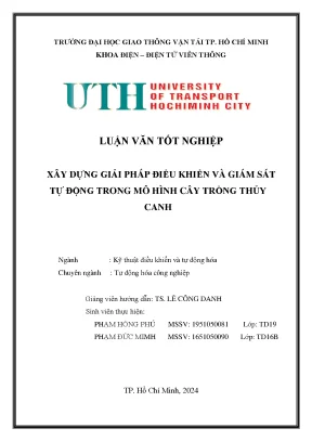 Luận văn tốt nghiệp xây dựng giải pháp điều khiển và giám sát tự động trong mô hình cây trồng thủy canh
