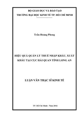 Luận văn hiệu quả quản lý thuế nhập khẩu xuất khẩu tại cục hải quan tỉnh long an