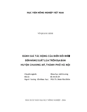 Đánh giá tác động của biến đổi khí hậu đến năng suất lúa trên địa bàn huyện chương mỹ thành phố hà nội