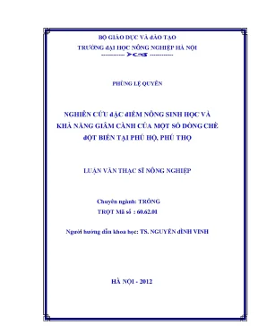 Nghiên cứu đặc điểm nông sinh học và khả năng giâm cành của một số dòng chè đột biến tại phú hộ phú thọ