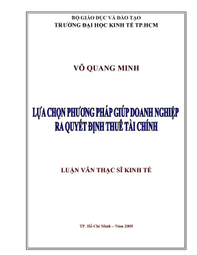 Luận văn lựa chọn phương pháp giúp doanh nghiệp ra quyết định thuê tài chính
