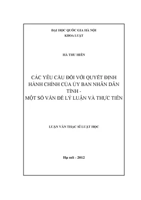 Các yêu cầu đối với quyết định hành chính các ủy ban nhân dân tỉnh một số vấn đề lí luận và thực tiễn