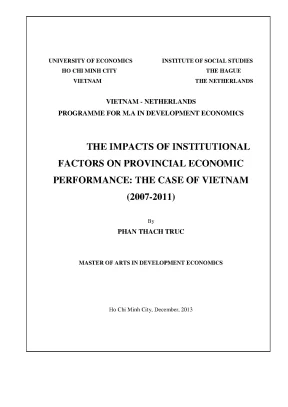Luận văn the impacts of institutional implementation on provincial economic performance the case of vietnam 2007 2011