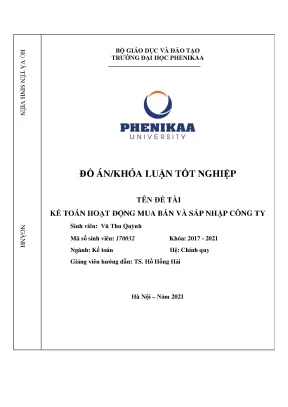 Kế toán hoạt động mua lại và sáp nhập công ty