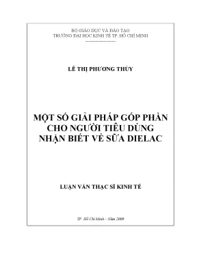 Luận văn một số giải pháp góp phần cho người tiêu dùng nhận biết về sữa dielac