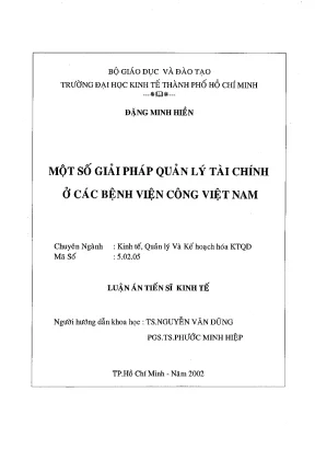 Luận văn một số giải pháp quản lý tài chính ở các bệnh viện công việt nam