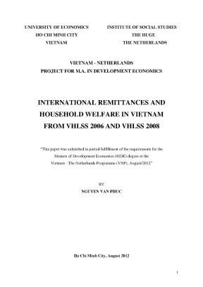 Luận văn international remittances and household welfare in vietnam from vhlss 2006 to vhlss 2008