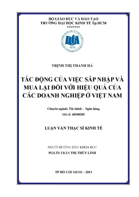 Luận văn tác động của việc sáp nhập và mua lại đối với hiệu quả của các doanh nghiệp ở việt nam luận văn thạc sĩ