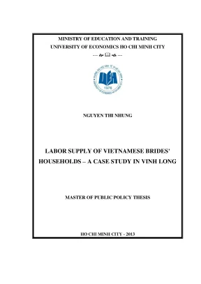 Luận văn labor supply of vietnamese brides households a case study in vinh long
