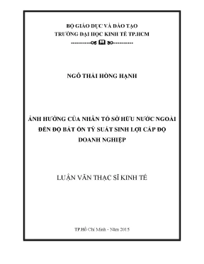 Luận văn ảnh hưởng của nhân tố sở hữu nước ngoài đến độ bất ổn tỷ suất sinh lợi cấp độ doanh nghiệp