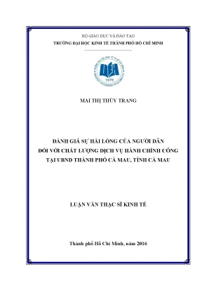 Luận văn đánh giá sự hài lòng của người dân đối với chất lượng dịch vụ hành chính công tại ubnd thành phố cà mau tỉnh cà mau