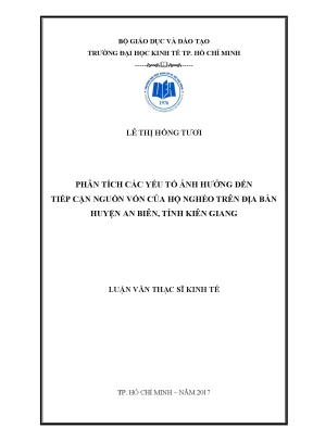 Luận văn phân tích các yếu tố ảnh hưởng đến tiếp cận nguồn vốn của hộ nghèo ở huyện an biên tỉnh kiên giang