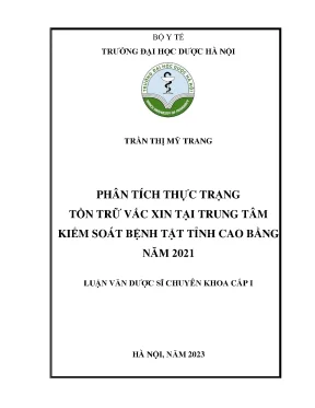 Trần thị mỹ trang phân tích thực trạng tồn trữ vắc xin tại trung tâm kiểm soát bệnh tật tỉnh cao bằng năm 2021 luận văn dược sĩ chuyên khoa cấp i