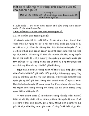 Một số lý luận về môi trường kinh doanh quốc tế của doanh nghiệp