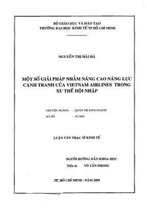 Luận văn một số giải pháp nhằm nâng cao năng lực cạnh tranh của vietnam airlines trong xu thế hội nhập 002
