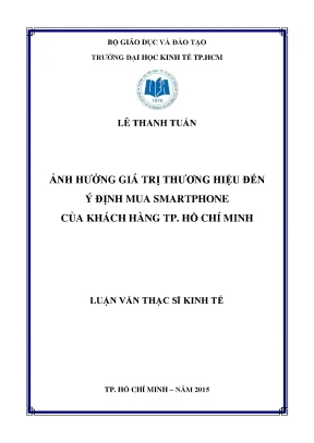 Luận văn ảnh hưởng giá trị thương hiệu đến ý định mua smartphone của khách hàng thành phố hồ chí minh