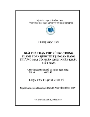Luận văn giải pháp hạn chế rủi ro trong thanh toán quốc tế tại ngân hàng thương mại cổ phần xuất nhập khẩu việt nam