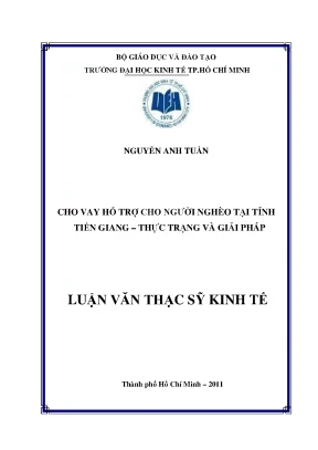 Luận văn cho vay hỗ trợ cho người nghèo tại tỉnh tiền giang thực trạng và giải pháp