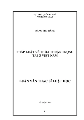 Pháp luật về thỏa thuận trọng tài ở việt nam