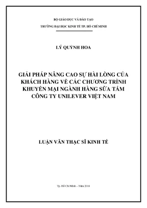Luận văn giải pháp nâng cao sự hài lòng của khách hàng về các chương trình khuyến mại ngành hàng sữa tắm công ty unilever việt nam