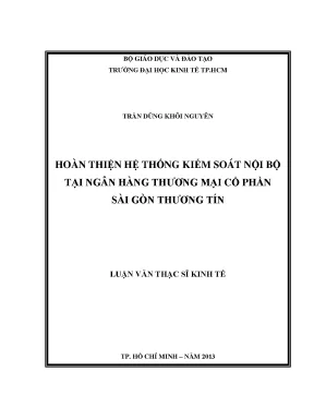 Luận văn hoàn thiện hệ thống kiểm soát nội bộ tại ngân hàng thương mại cổ phần sài gòn thương tín