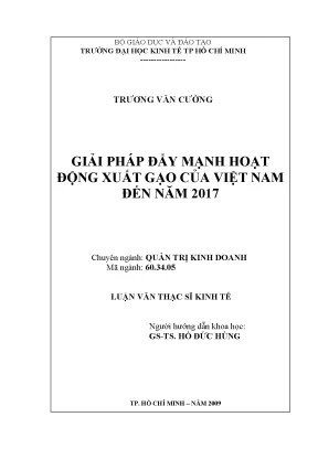 Luận văn giải pháp đẩy mạnh hoạt động xuất gạo của việt nam đến năm 2017