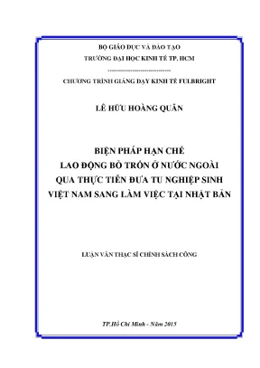 Luận văn biện pháp hạn chế lao động bỏ trốn ở nước ngoài qua thực tiễn đưa tu nghiệp sinh việt nam sang làm việc tại nhật bản