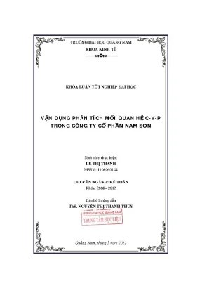 0167 vận dụng phân tích mối quan hệ c v p trong công ty cổ phần nam sơn lê thị thanh luận văn đh quảng nam